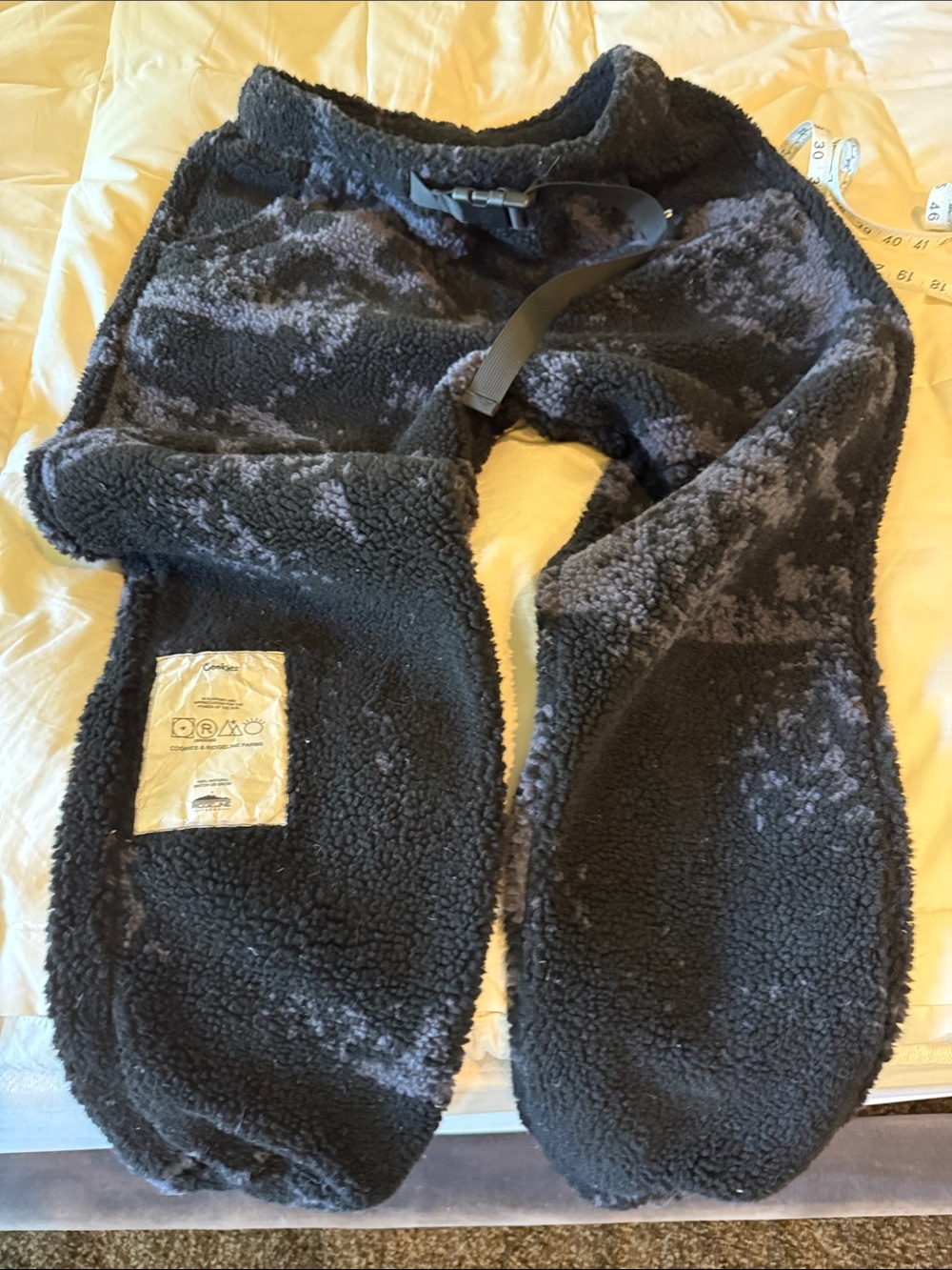 Mens Black Sherpa Fleece Bottoms with Adjustable Waist
